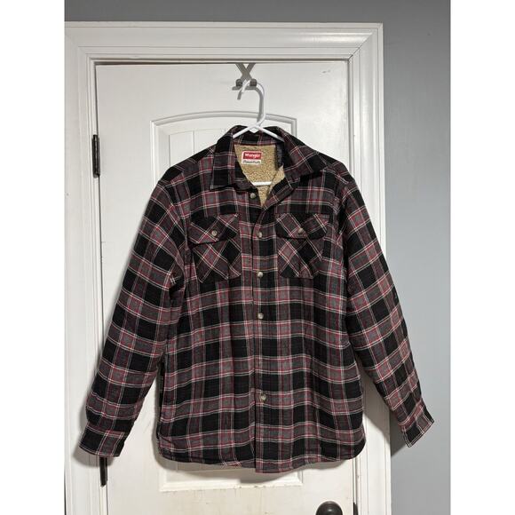 Wrangler Jacket Adult Medium Red Blue Rancher Outdoors Coat Sherpa Mens - Picture 1 of 3